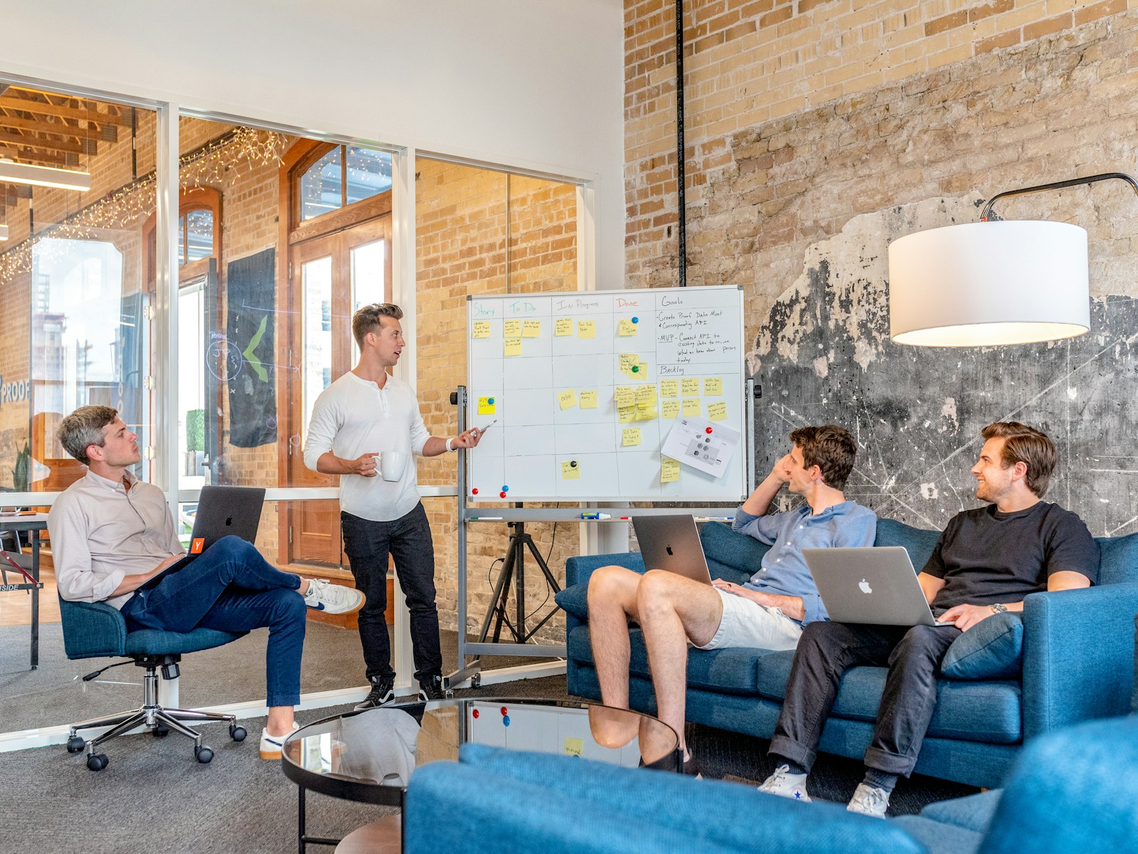 A team in a modern collaborative workspace